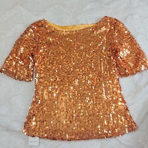 NWT Super shiny, super sexy blouse. Gold/Orange